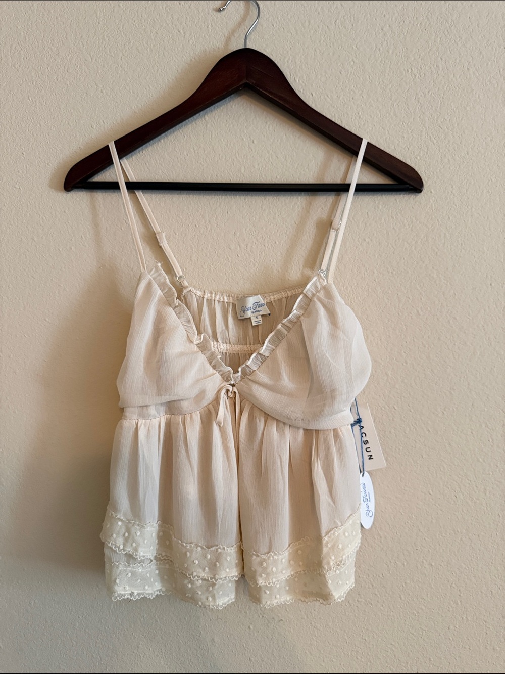 PacSun Cream Ruffle Babydoll Cami - Picture 2 of 5